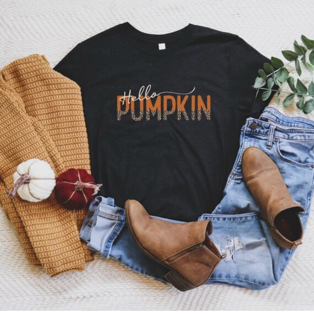 SHEIN Black and Orange 'Hello Pumpkin' Tee